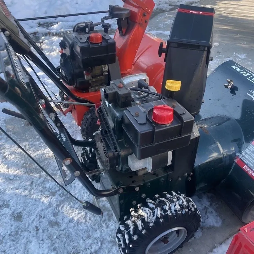 Two-stage snowblower tuned up and ready in the snow